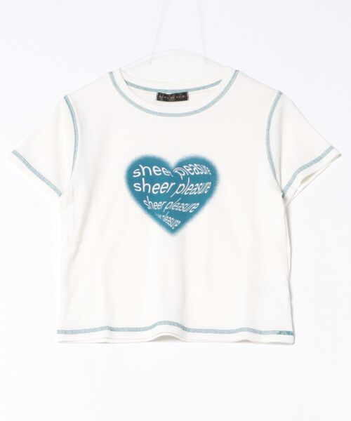 GORGE(ゴージ)の「《ハートロゴ×配色ステッチ》レディース テレコ半袖Tシャツ クロップド丈 春夏秋(Tシャツ/カットソー・レディース・オフホワイト/グレー/スミクロ・F)」の12枚目の写真