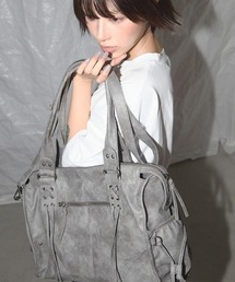 FANCY CLUB（ファンシークラブ）の「【日本未発売/WEB限定】FANCY CLUB(ファンシークラブ)/大容量 2WAY ヴィンテージ ウォッシング ショルダー トートバッグ/BELTED WASHING LEATHER BAG（ショルダーバッグ）」