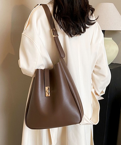 florist（フローリスト）の「【ポーチ付】2WAY ターンロックレザーライクワンショルダーバッグ/ビジネスバッグ（トートバッグ・レディース・キャメル/モカ/アッシュブラウン/ブラック・FREE）」の3枚目の写真