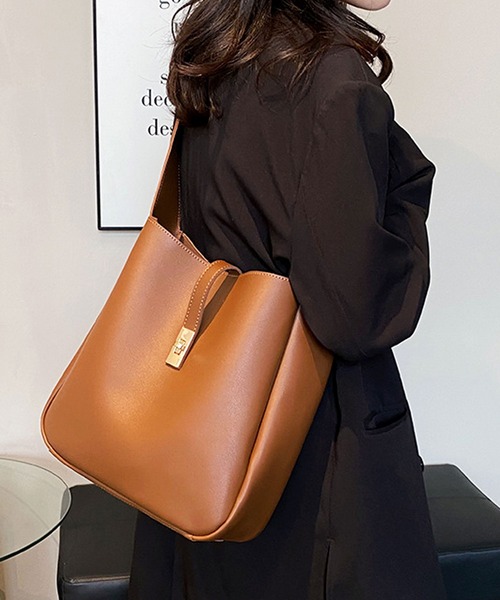 florist（フローリスト）の「【ポーチ付】2WAY ターンロックレザーライクワンショルダーバッグ/ビジネスバッグ（トートバッグ・レディース・キャメル/モカ/アッシュブラウン/ブラック・FREE）」の10枚目の写真