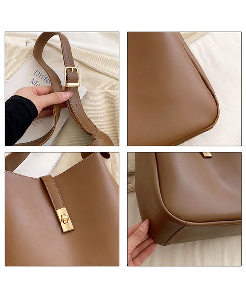 florist（フローリスト）の「【ポーチ付】2WAY ターンロックレザーライクワンショルダーバッグ/ビジネスバッグ（トートバッグ・レディース・キャメル/モカ/アッシュブラウン/ブラック・FREE）」の19枚目の写真