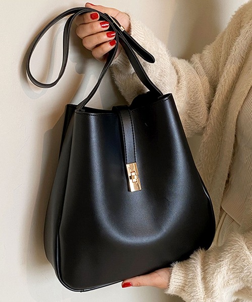 florist（フローリスト）の「【ポーチ付】2WAY ターンロックレザーライクワンショルダーバッグ/ビジネスバッグ（トートバッグ・レディース・キャメル/モカ/アッシュブラウン/ブラック・FREE）」の5枚目の写真