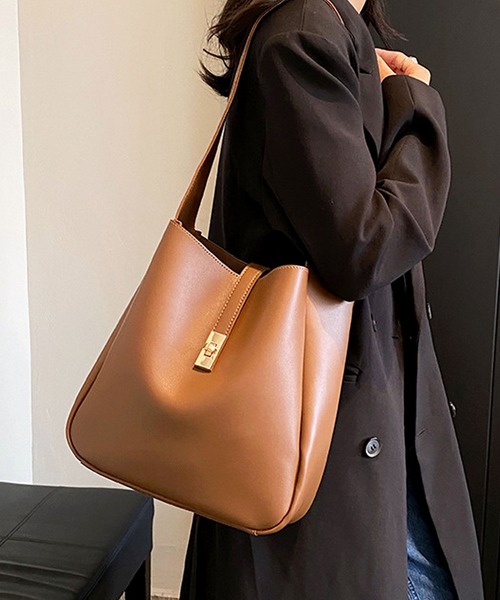 florist（フローリスト）の「【ポーチ付】2WAY ターンロックレザーライクワンショルダーバッグ/ビジネスバッグ（トートバッグ・レディース・キャメル/モカ/アッシュブラウン/ブラック・FREE）」の9枚目の写真