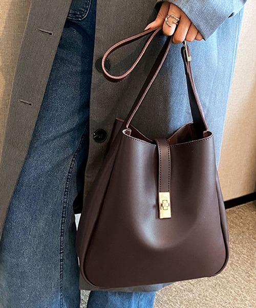 florist（フローリスト）の「【ポーチ付】2WAY ターンロックレザーライクワンショルダーバッグ/ビジネスバッグ（トートバッグ・レディース・キャメル/モカ/アッシュブラウン/ブラック・FREE）」の22枚目の写真