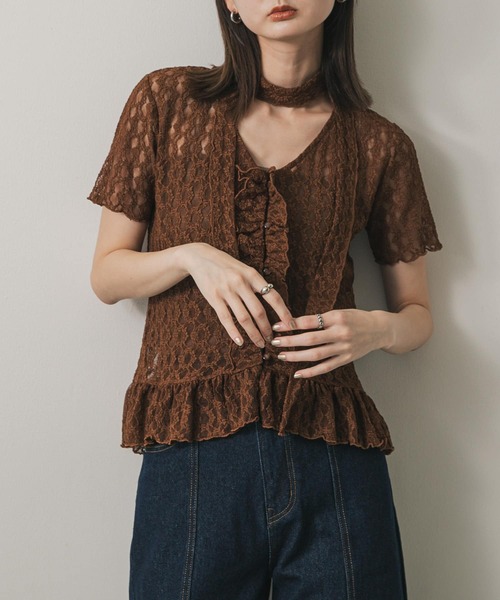 SENSE OF PLACE by URBAN RESEARCH(センスオブプレイスバイアーバンリサーチ)の「チョーカーレーストップ(シャツ/ブラウス・レディース・オフホワイト/ブラック/キャメル・ONE)」の3枚目の写真