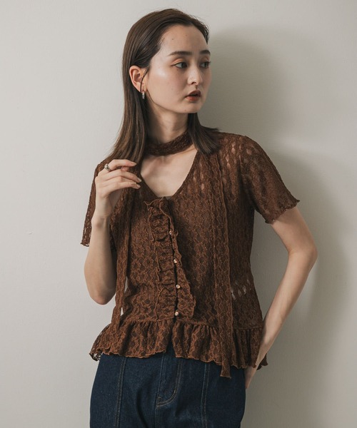 SENSE OF PLACE by URBAN RESEARCH(センスオブプレイスバイアーバンリサーチ)の「チョーカーレーストップ(シャツ/ブラウス・レディース・オフホワイト/ブラック/キャメル・ONE)」の18枚目の写真