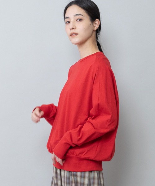 Munich(ミューニック)の「コットンジャージクルーネックプルオーバー(Tシャツ/カットソー・レディース・ホワイト/ブラック/モカ/レッド・FREE)」の9枚目の写真