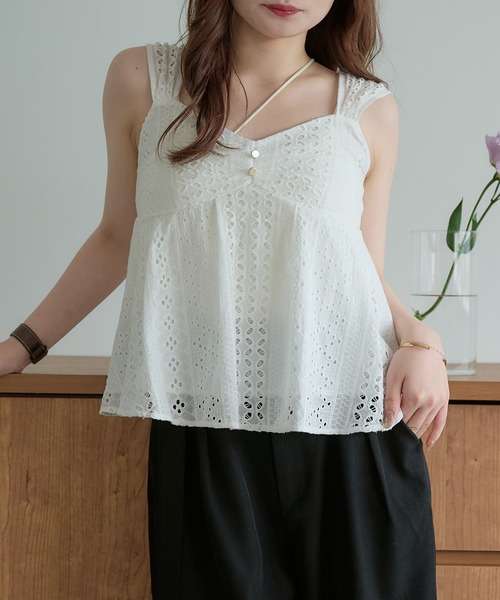 mideal(マイディール)の「cotton lace tops / コットンレーストップス(その他トップス・レディース・ベージュ/オフホワイト・FREE)」の3枚目の写真