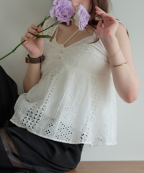 mideal(マイディール)の「cotton lace tops / コットンレーストップス(その他トップス・レディース・ベージュ/オフホワイト・FREE)」の4枚目の写真
