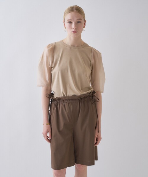 cloenc(クロエンス)の「◆【マシンウォッシュ】シアースリーブTシャツ(Tシャツ/カットソー・レディース・ブラック/ベージュ/ホワイト・02)」の3枚目の写真