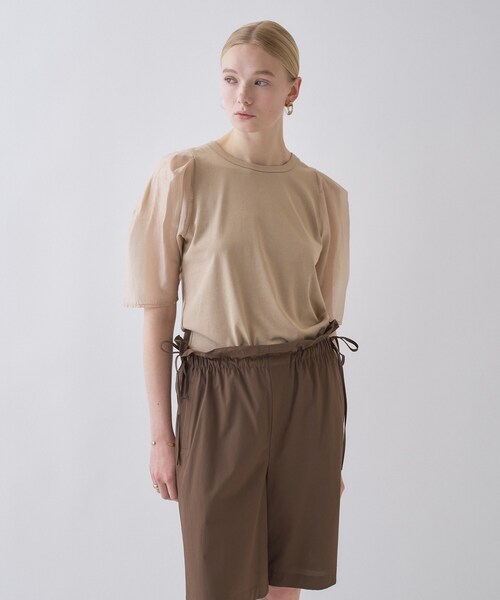 cloenc(クロエンス)の「◆【マシンウォッシュ】シアースリーブTシャツ(Tシャツ/カットソー・レディース・ブラック/ベージュ/ホワイト・02)」の14枚目の写真