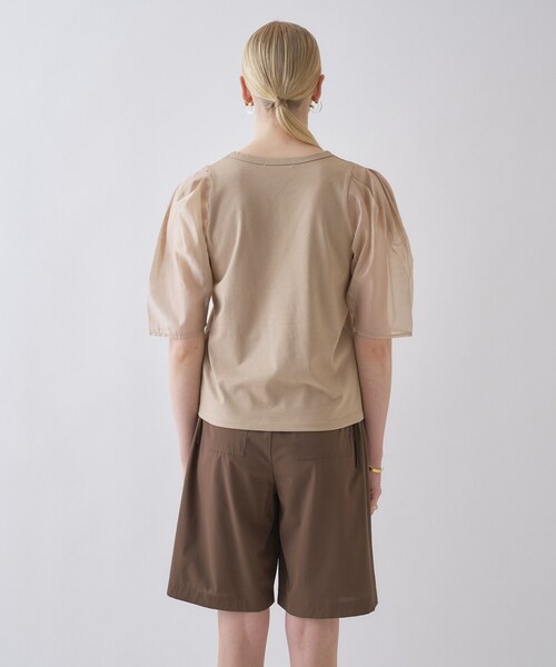 cloenc(クロエンス)の「◆【マシンウォッシュ】シアースリーブTシャツ(Tシャツ/カットソー・レディース・ブラック/ベージュ/ホワイト・02)」の16枚目の写真