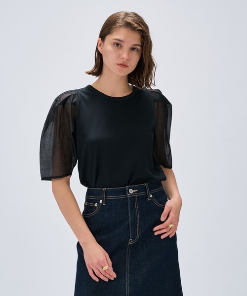 cloenc(クロエンス)の「◆【マシンウォッシュ】シアースリーブTシャツ(Tシャツ/カットソー・レディース・ブラック/ベージュ/ホワイト・02)」の18枚目の写真