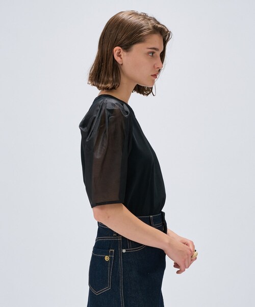 cloenc(クロエンス)の「◆【マシンウォッシュ】シアースリーブTシャツ(Tシャツ/カットソー・レディース・ブラック/ベージュ/ホワイト・02)」の19枚目の写真