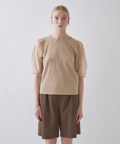cloenc(クロエンス)の「◆【マシンウォッシュ】シアースリーブTシャツ(Tシャツ/カットソー・レディース・ブラック/ベージュ/ホワイト・02)」の22枚目の写真