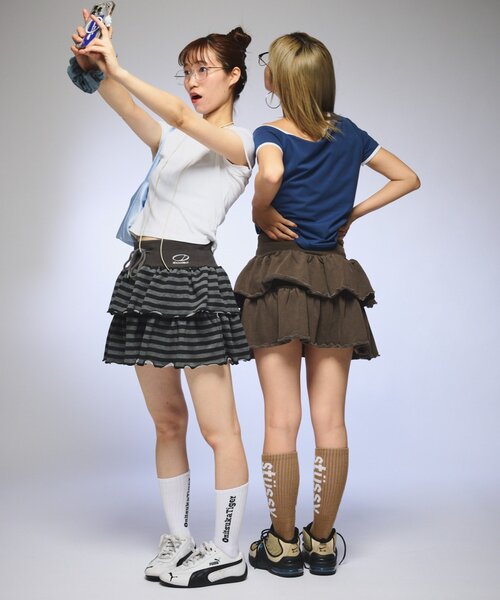 ODD STUDIO（オッドスタジオ）の「【OddStudio】ピグメントフリルミニスカート（スカート・レディース・ピンク/ブラウン/ブラック・ONE SIZE）」の6枚目の写真