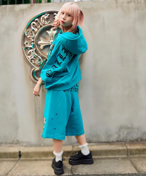 GALFY(ガルフィー)の「【別注】GA×GALFY-クロスガリノハーツハーフパンツ(その他パンツ・メンズ・ターコイズブルー/ブラック/ホワイト/ピンク・S/L/XL)」の19枚目の写真