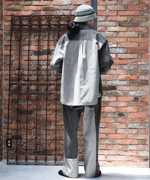 niko and...（ニコアンド）の「【niko and ...JEANS 2025AW】パッチワークデニムシャツ（シャツ/ブラウス・メンズ・ブルー/グレー・MEDIUM/LARGE）」の5枚目の写真