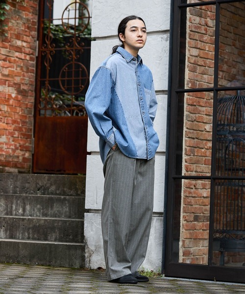 セール】【niko and JEANS 2025AW】パッチワークデニムシャツ