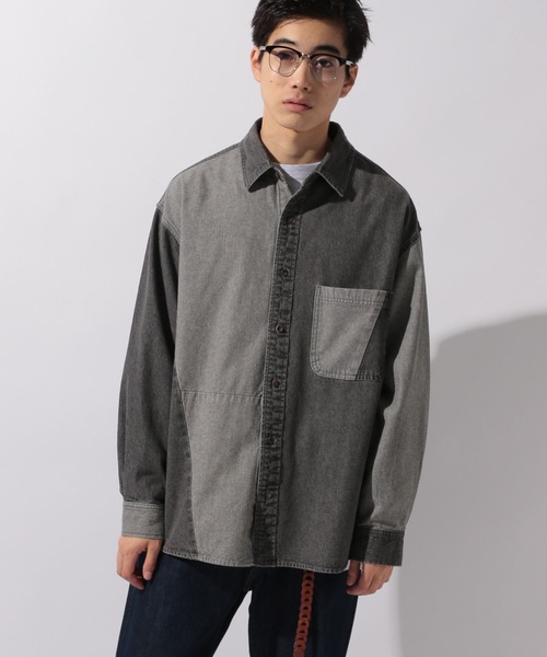niko and...（ニコアンド）の「【niko and ...JEANS 2025AW】パッチワークデニムシャツ（シャツ/ブラウス・メンズ・ブルー/グレー・MEDIUM/LARGE）」の15枚目の写真