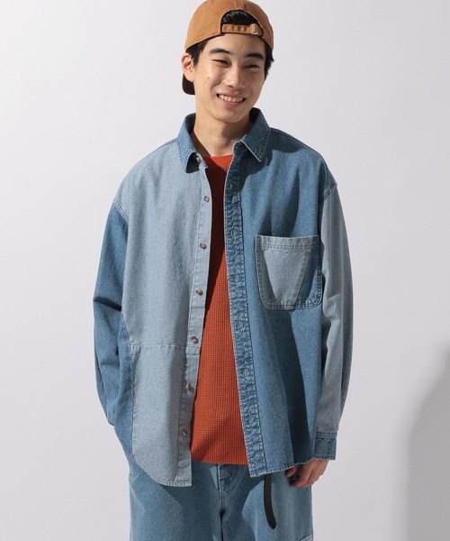 niko and...（ニコアンド）の「【niko and ...JEANS 2025AW】パッチワークデニムシャツ（シャツ/ブラウス・メンズ・ブルー/グレー・MEDIUM/LARGE）」の18枚目の写真