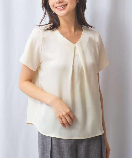 NARACAMICIE / ナラカミーチェ 【NARACAMICIE】シボサテンタック半袖ブラウス NARACAMICIE】シボサテンタック半袖ブラウス（シャツ/ブラウス