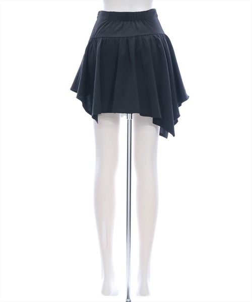 clear（クリア）の「ドロストリボンヘムミニスカート [Y2K アシンメトリー 着回し抜群]（スカート・レディース・ブラック/オフホワイト・F）」の9枚目の写真