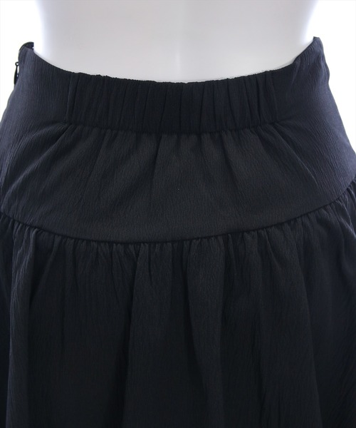 clear（クリア）の「ドロストリボンヘムミニスカート [Y2K アシンメトリー 着回し抜群]（スカート・レディース・ブラック/オフホワイト・F）」の10枚目の写真
