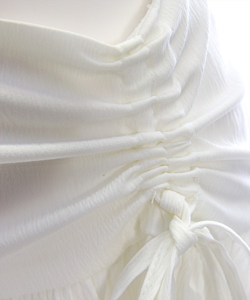 clear（クリア）の「ドロストリボンヘムミニスカート [Y2K アシンメトリー 着回し抜群]（スカート・レディース・ブラック/オフホワイト・F）」の17枚目の写真