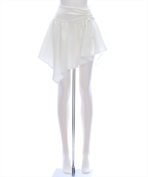 clear（クリア）の「ドロストリボンヘムミニスカート [Y2K アシンメトリー 着回し抜群]（スカート・レディース・ブラック/オフホワイト・F）」の20枚目の写真