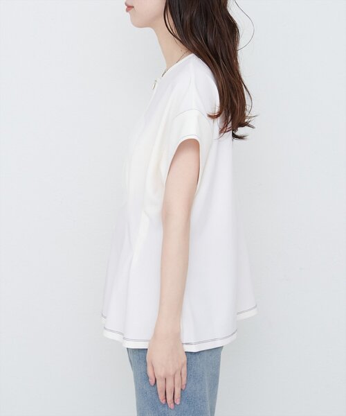 natural couture(ナチュラルクチュール)の「【mamamo】配色ステッチウエストタックカットソー(Tシャツ/カットソー・レディース・オフホワイト/グレー/ピンク/ネイビー・FREE)」の20枚目の写真
