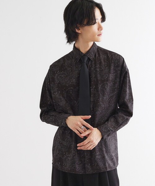 tk.TAKEO KIKUCHI(ティーケータケオキクチ)の「【ネクタイ付】チェックオンペイズリージャカードシャツ(シャツ/ブラウス・メンズ・モスグリーン系3/ライトグレー系3/ブラック系3・03/02)」の2枚目の写真