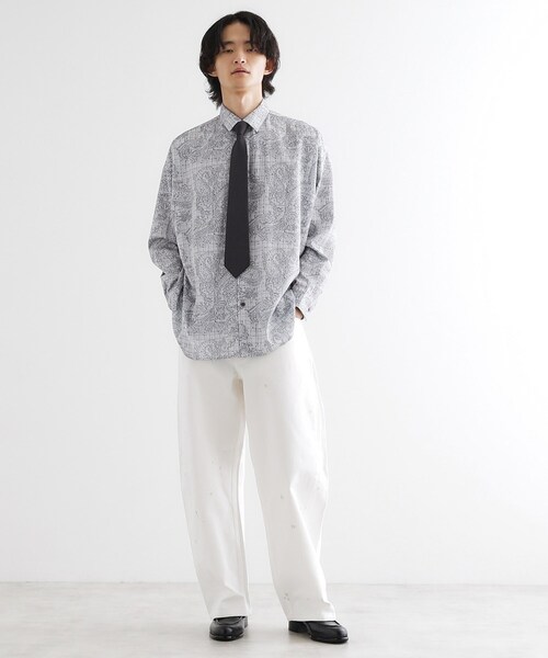 tk.TAKEO KIKUCHI(ティーケータケオキクチ)の「【ネクタイ付】チェックオンペイズリージャカードシャツ(シャツ/ブラウス・メンズ・モスグリーン系3/ライトグレー系3/ブラック系3・03/02)」の6枚目の写真