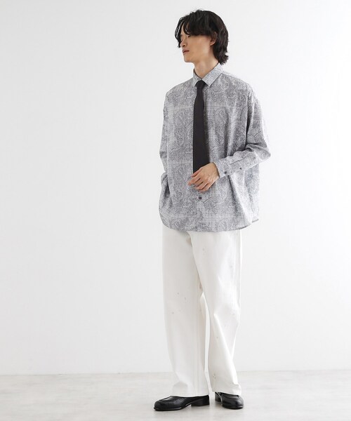 tk.TAKEO KIKUCHI(ティーケータケオキクチ)の「【ネクタイ付】チェックオンペイズリージャカードシャツ(シャツ/ブラウス・メンズ・モスグリーン系3/ライトグレー系3/ブラック系3・03/02)」の7枚目の写真