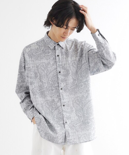 tk.TAKEO KIKUCHI(ティーケータケオキクチ)の「【ネクタイ付】チェックオンペイズリージャカードシャツ(シャツ/ブラウス・メンズ・モスグリーン系3/ライトグレー系3/ブラック系3・03/02)」の8枚目の写真