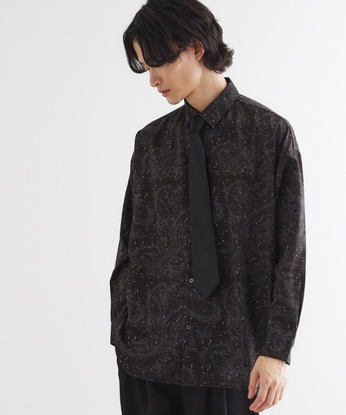 tk.TAKEO KIKUCHI(ティーケータケオキクチ)の「【ネクタイ付】チェックオンペイズリージャカードシャツ(シャツ/ブラウス・メンズ・モスグリーン系3/ライトグレー系3/ブラック系3・03/02)」の11枚目の写真