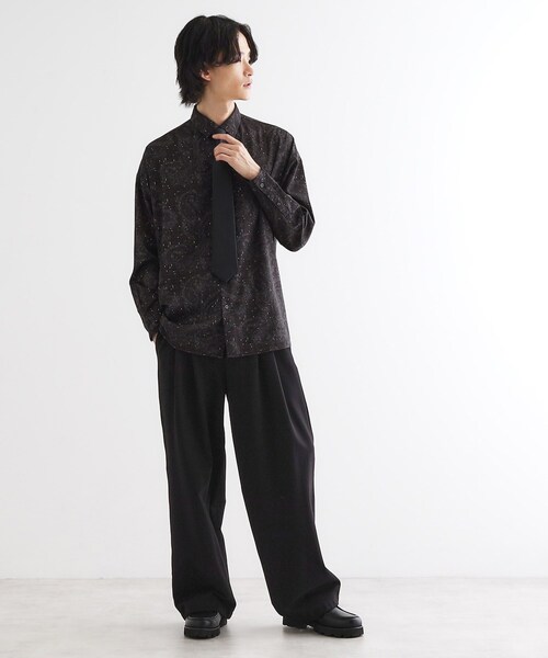 tk.TAKEO KIKUCHI(ティーケータケオキクチ)の「【ネクタイ付】チェックオンペイズリージャカードシャツ(シャツ/ブラウス・メンズ・モスグリーン系3/ライトグレー系3/ブラック系3・03/02)」の12枚目の写真