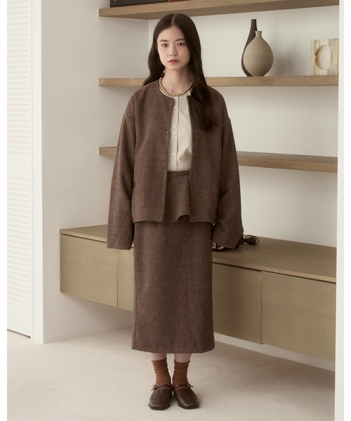 moi tytto（モイテュット）の「【セットアップ可能】チェックペプラムスカート（スカート・レディース・ダークブラウン/ブラウン・SMALL/FREE）」の22枚目の写真