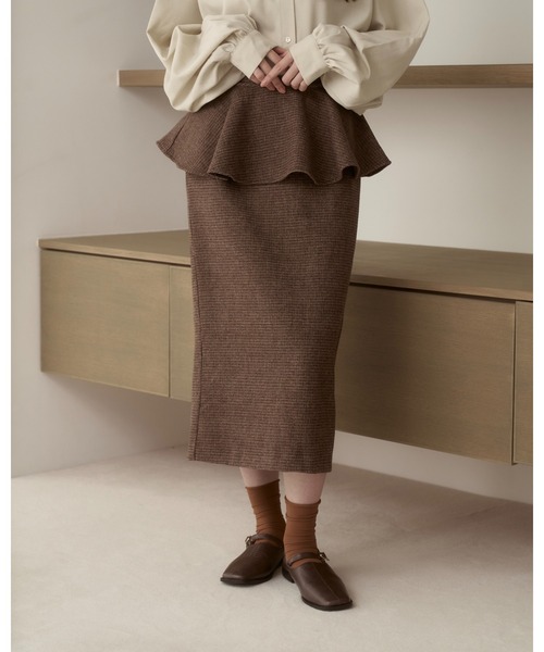 moi tytto（モイテュット）の「【セットアップ可能】チェックペプラムスカート（スカート・レディース・ダークブラウン/ブラウン・SMALL/FREE）」の18枚目の写真
