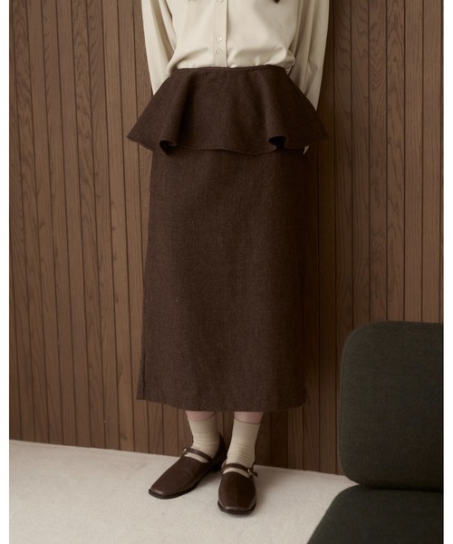 moi tytto（モイテュット）の「【セットアップ可能】チェックペプラムスカート（スカート・レディース・ダークブラウン/ブラウン・SMALL/FREE）」の3枚目の写真