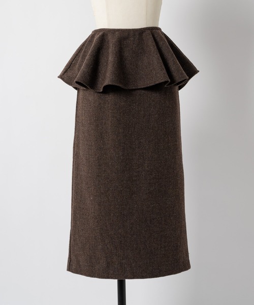 moi tytto（モイテュット）の「【セットアップ可能】チェックペプラムスカート（スカート・レディース・ダークブラウン/ブラウン・SMALL/FREE）」の5枚目の写真