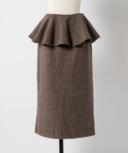 moi tytto（モイテュット）の「【セットアップ可能】チェックペプラムスカート（スカート・レディース・ダークブラウン/ブラウン・SMALL/FREE）」の6枚目の写真