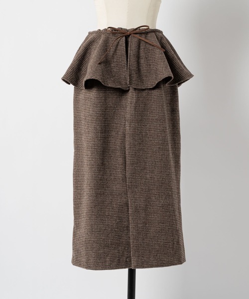 moi tytto（モイテュット）の「【セットアップ可能】チェックペプラムスカート（スカート・レディース・ダークブラウン/ブラウン・SMALL/FREE）」の8枚目の写真