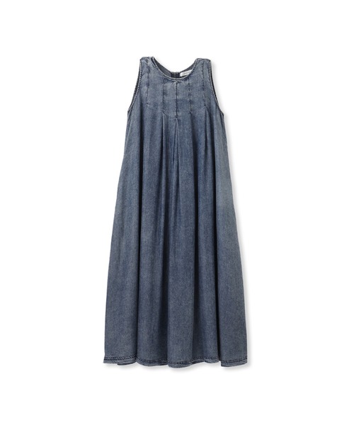 バイオシルクデニムタックフレアワンピース≪洗濯機で洗える