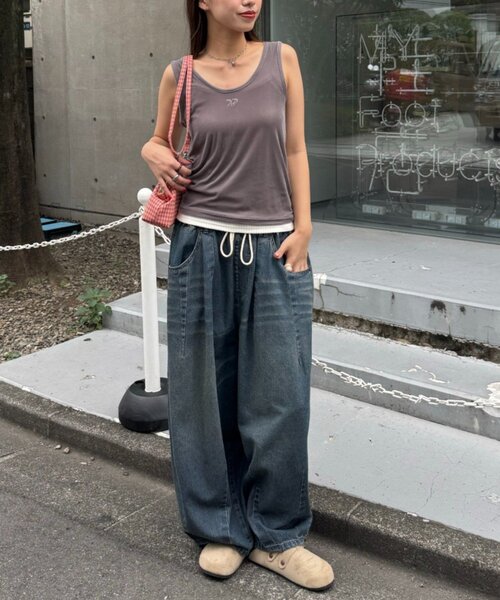 CIAOPANIC（チャオパニック）の「ベロアタンクトップ（キャミソール・レディース・グレー/ブラウン/カーキ・ONE SIZE）」の22枚目の写真