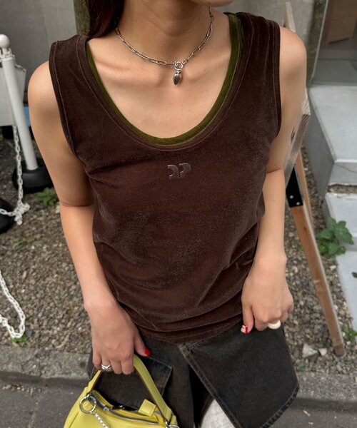 CIAOPANIC（チャオパニック）の「ベロアタンクトップ（キャミソール・レディース・グレー/ブラウン/カーキ・ONE SIZE）」の19枚目の写真