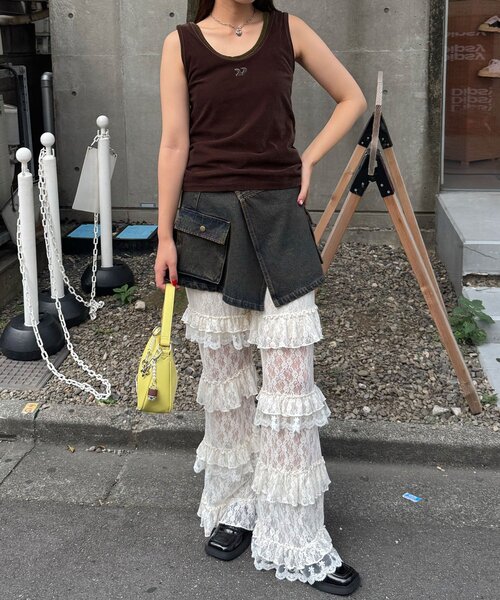 CIAOPANIC（チャオパニック）の「ベロアタンクトップ（キャミソール・レディース・グレー/ブラウン/カーキ・ONE SIZE）」の5枚目の写真