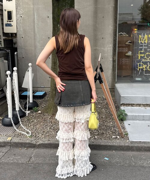 CIAOPANIC（チャオパニック）の「ベロアタンクトップ（キャミソール・レディース・グレー/ブラウン/カーキ・ONE SIZE）」の6枚目の写真