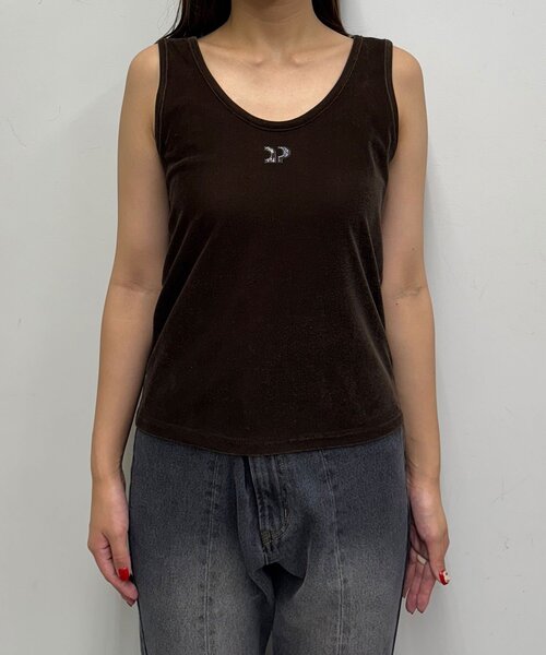 CIAOPANIC（チャオパニック）の「ベロアタンクトップ（キャミソール・レディース・グレー/ブラウン/カーキ・ONE SIZE）」の7枚目の写真