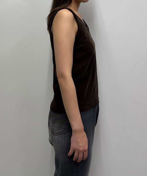 CIAOPANIC（チャオパニック）の「ベロアタンクトップ（キャミソール・レディース・グレー/ブラウン/カーキ・ONE SIZE）」の8枚目の写真